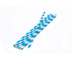 Compostable PAPER Straw 200x6mm White/Blue