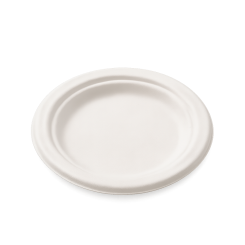 Compostable Round Bagasse Plate 7" White