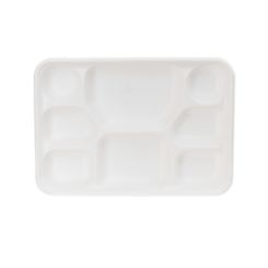 Compostable 8 compartment Bagasse Plate White
