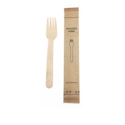 Biodegradable Wooden Fork Individually Wrapped