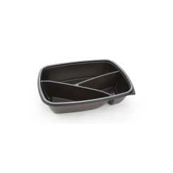 3 Compartment Small Microwaveable Tray Black