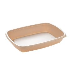 600ml Microwaveable PP Rectangular Tray Biege